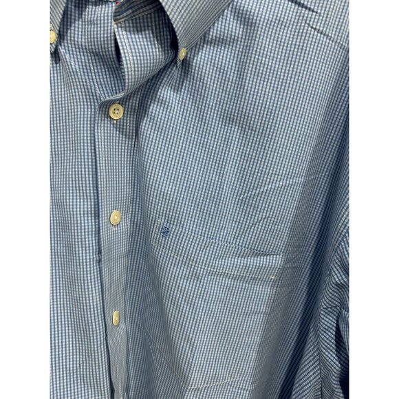 Izod Blue Gingham Long Sleeve Button Front Shirt Sz 2XL Career Business Casual - Picture 4 of 9